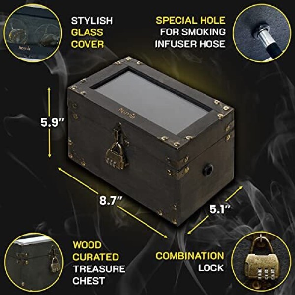 Pistol Asap Infuser Asap Kayu Birner PRO - Kit Kotak Asap, 12 PCS, Mesin Asap dengan Aksesori dan Serpihan Kayu - Asap Dingin untuk Makanan dan Minuman,